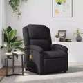 Fauteuil inclinable de massage avec 6 points de vibration, réglable, cuir véritable noir - Noir