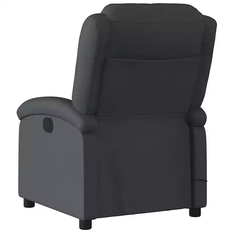 Fauteuil inclinable de massage avec 6 points de vibration, réglable, cuir véritable noir - Noir