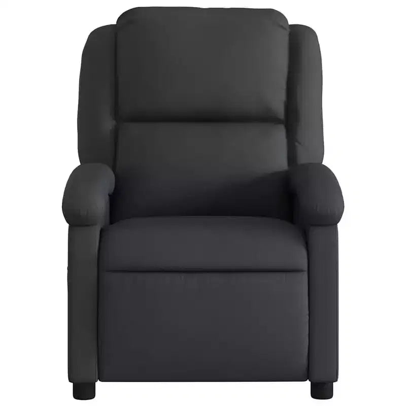 Fauteuil inclinable de massage avec 6 points de vibration, réglable, cuir véritable noir - Noir