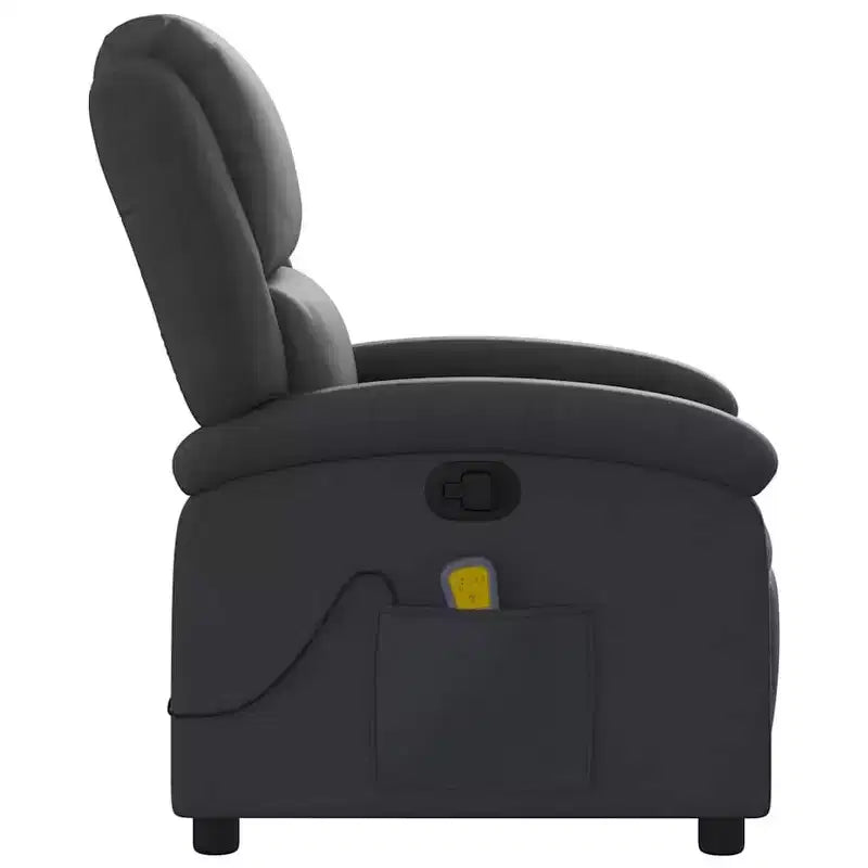 Fauteuil inclinable de massage avec 6 points de vibration, réglable, cuir véritable noir - Noir