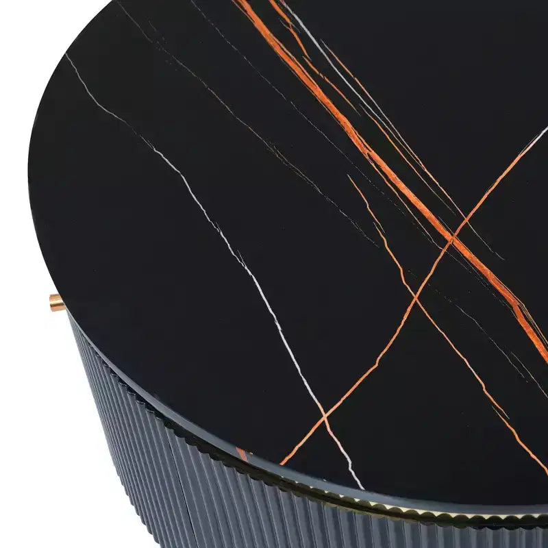 Table basse de rangement ronde de 31,5 po, table d'appoint centrale moderne avec 2 grands tiroirs cachés, conception peu encombrante pour petit salon