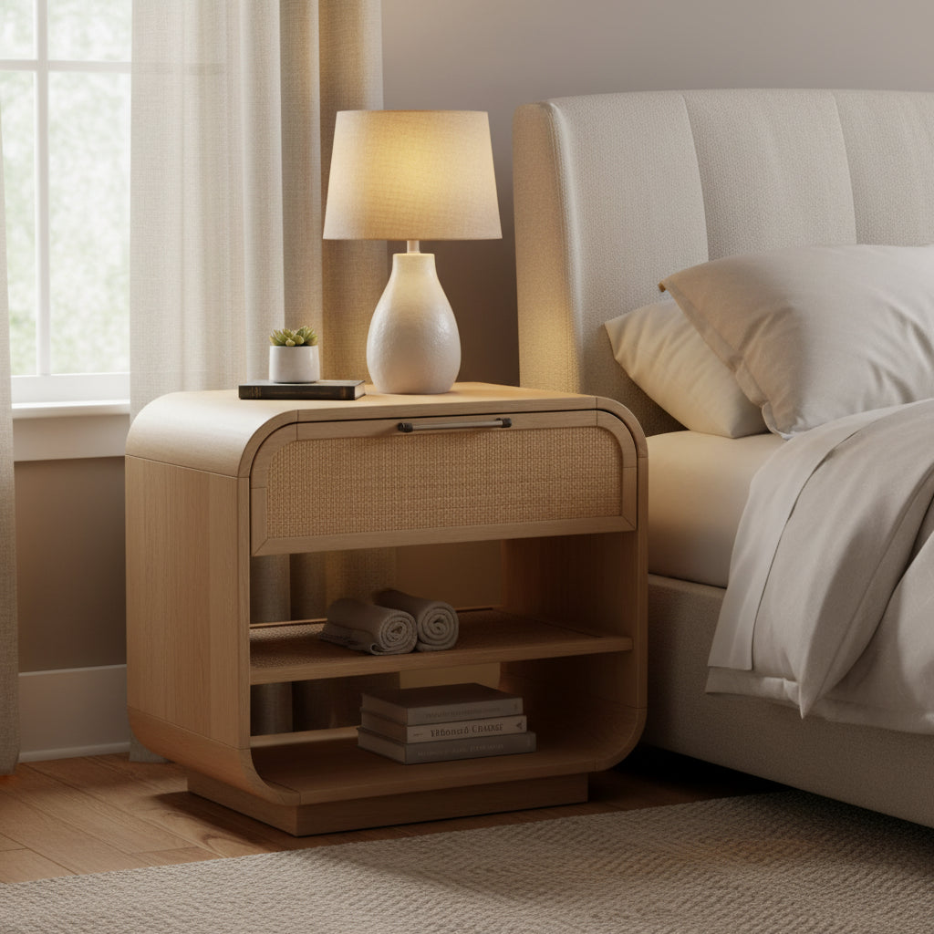 Meridian Furniture,Windsor Natural Rubberwood Nightstand