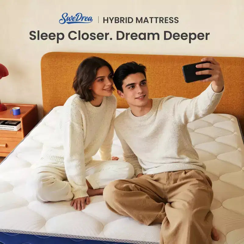 Matelas Hybride Ferme Mousse à Mémoire de Forme Gel Ressorts Ensachés Certifié CertiPUR-US, OEKO-TEX, SGS, Blanc