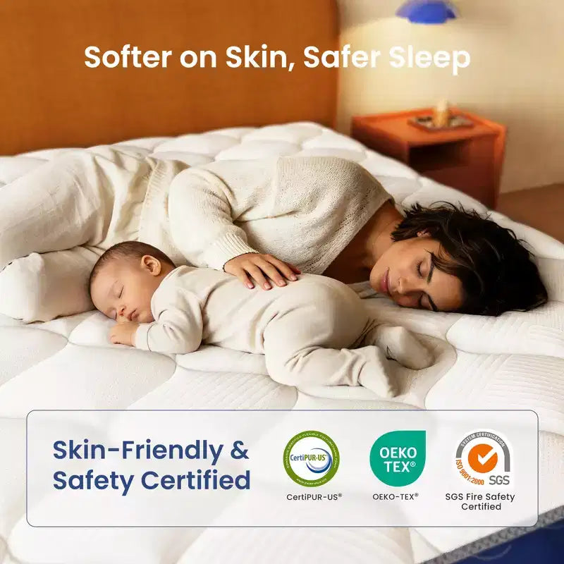Matelas Hybride Ferme Mousse à Mémoire de Forme Gel Ressorts Ensachés Certifié CertiPUR-US, OEKO-TEX, SGS, Blanc