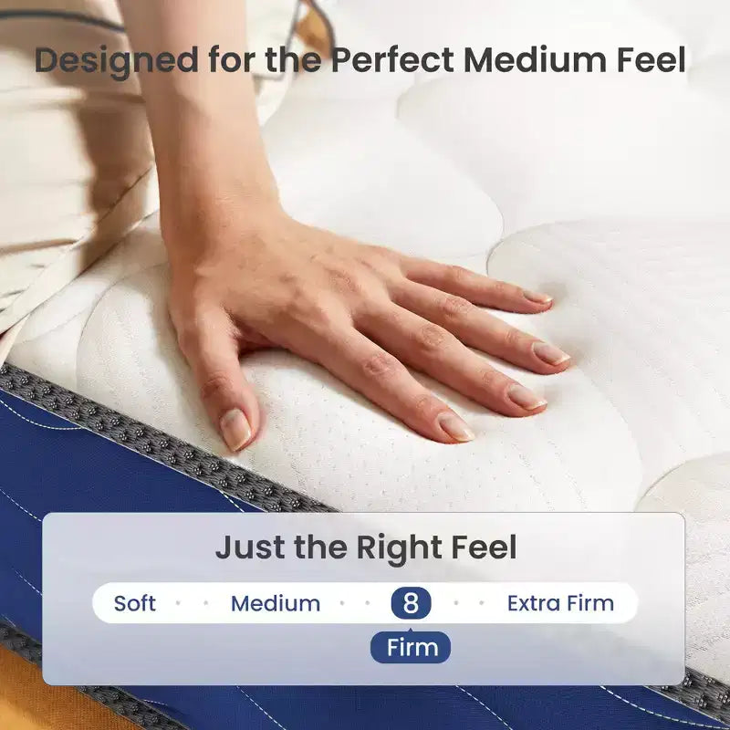 Matelas Hybride Ferme Mousse à Mémoire de Forme Gel Ressorts Ensachés Certifié CertiPUR-US, OEKO-TEX, SGS, Blanc