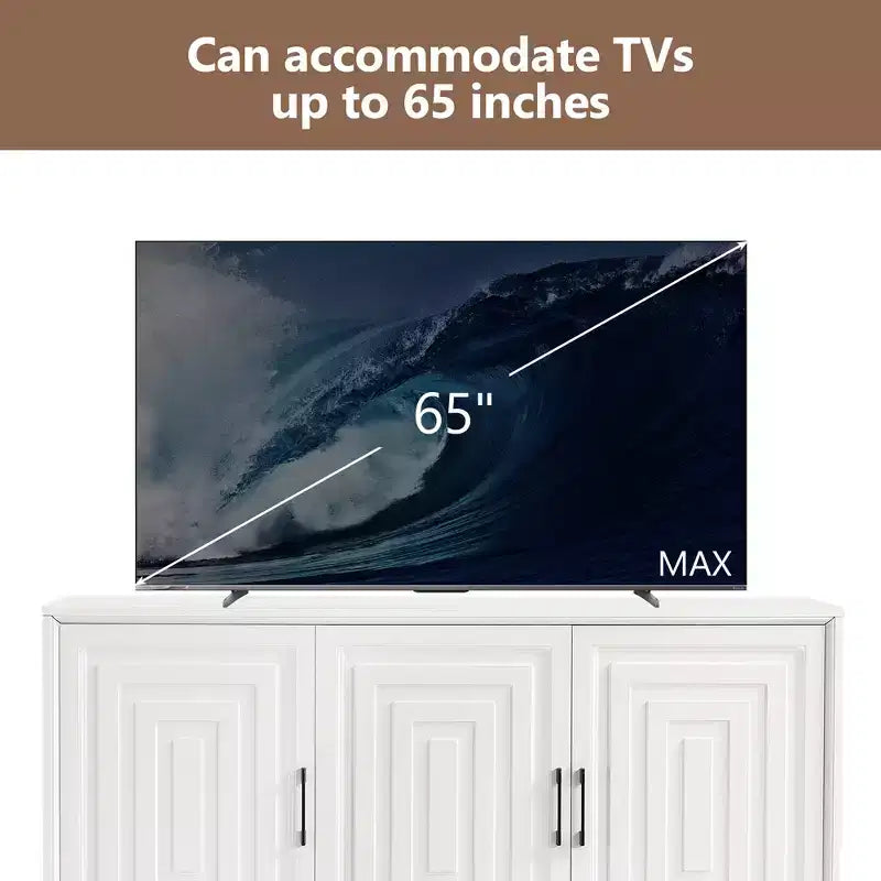 Meuble TV moderne pour téléviseurs jusqu'à 65 pouces, console multimédia avec 2 grands espaces de rangement