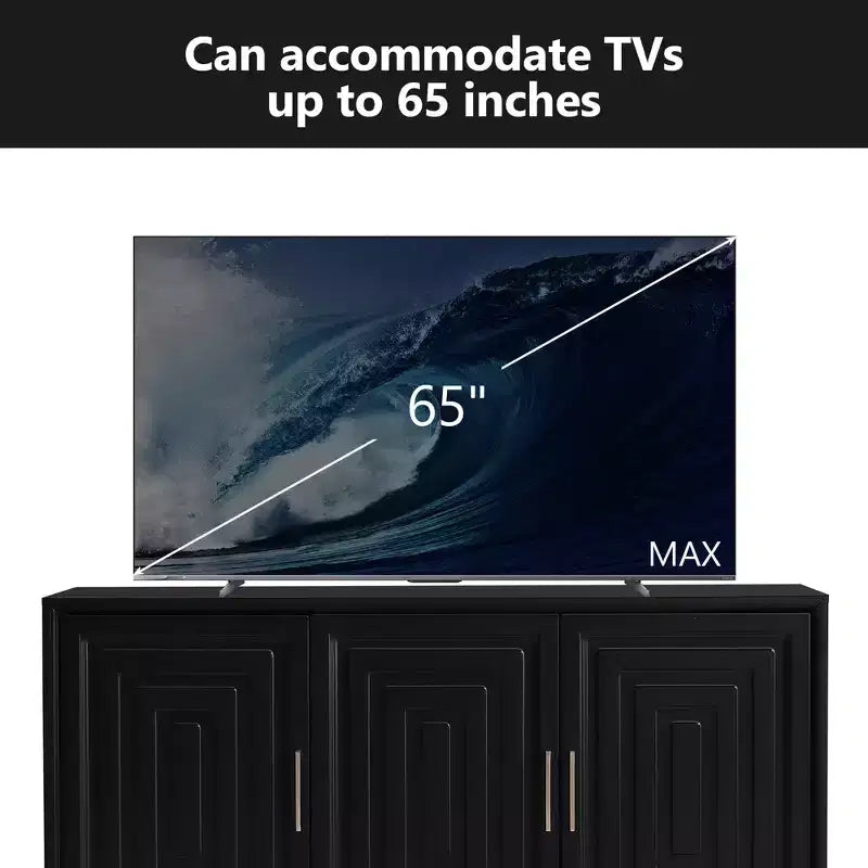 Meuble TV moderne pour téléviseurs jusqu'à 65 pouces, console multimédia avec 2 grands espaces de rangement