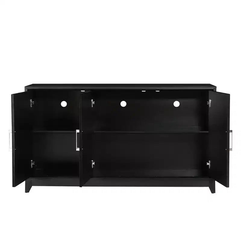 Meuble TV moderne pour téléviseurs jusqu'à 65 pouces, console multimédia avec 2 grands espaces de rangement