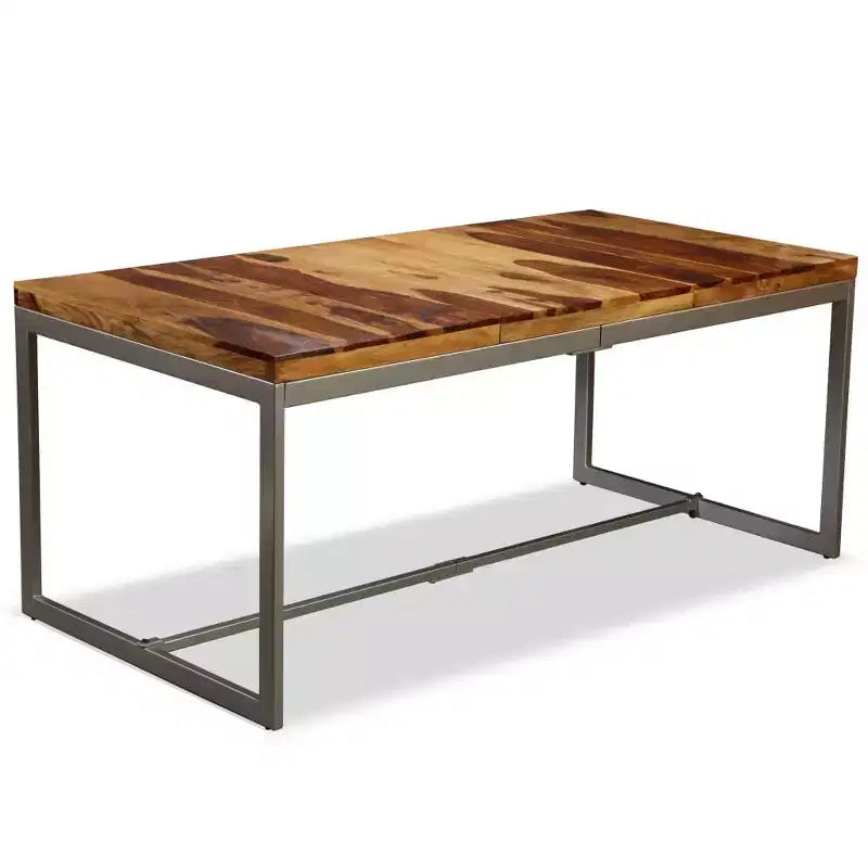 Table à manger en bois d'acacia brun et noir et acier thermolaqué
