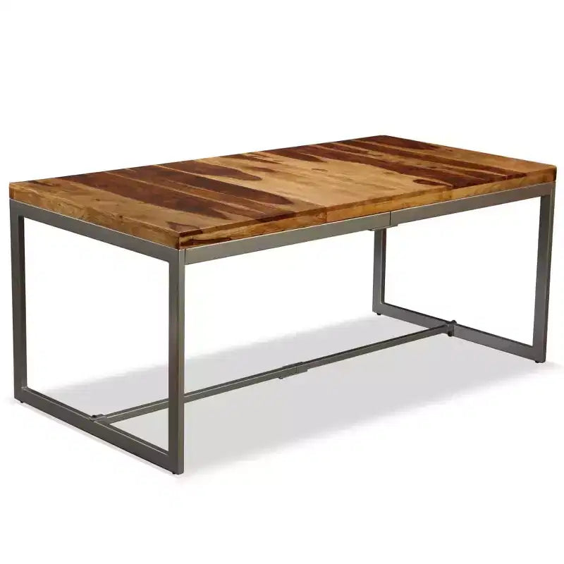 Table à manger en bois d'acacia brun et noir et acier thermolaqué