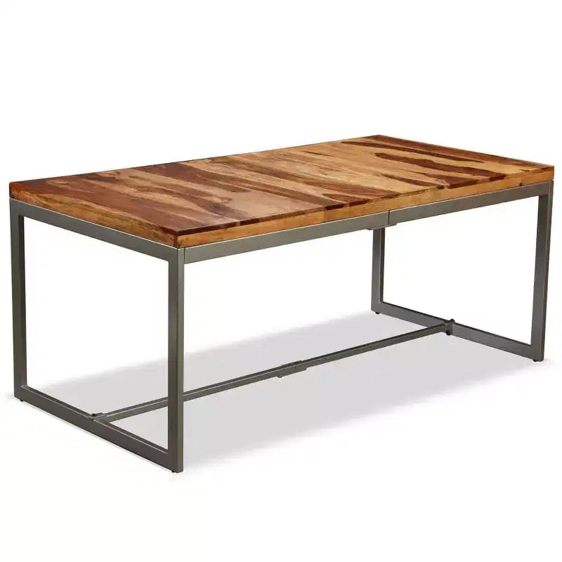 Table à manger en bois d'acacia brun et noir et acier thermolaqué