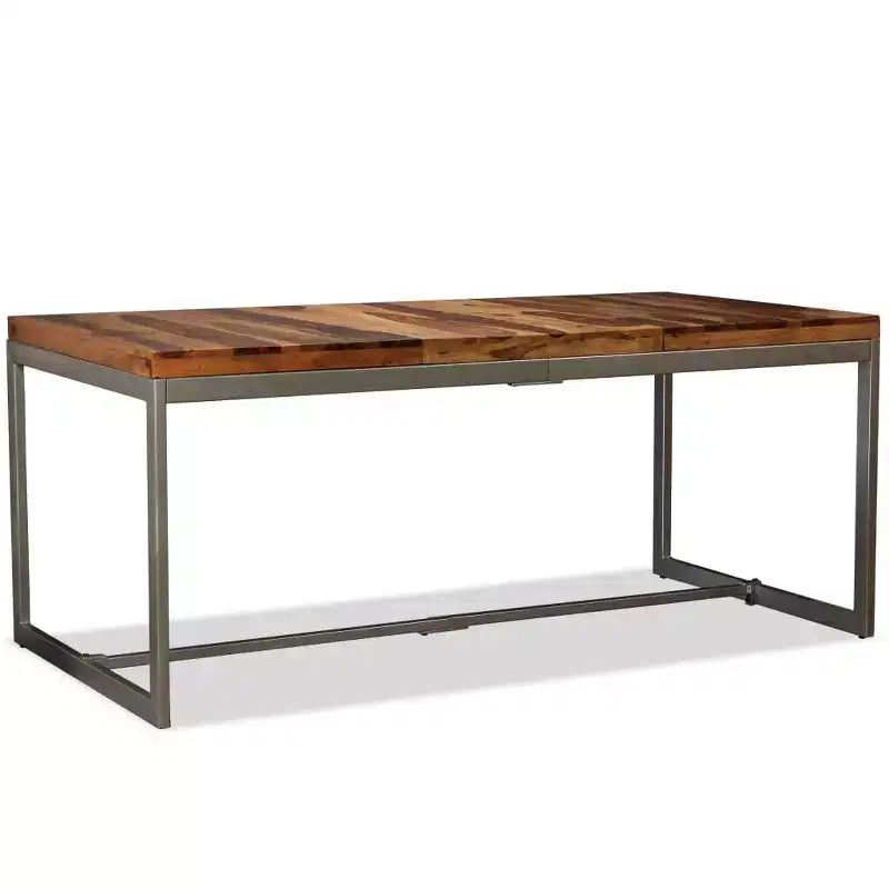 Table à manger en bois d'acacia brun et noir et acier thermolaqué