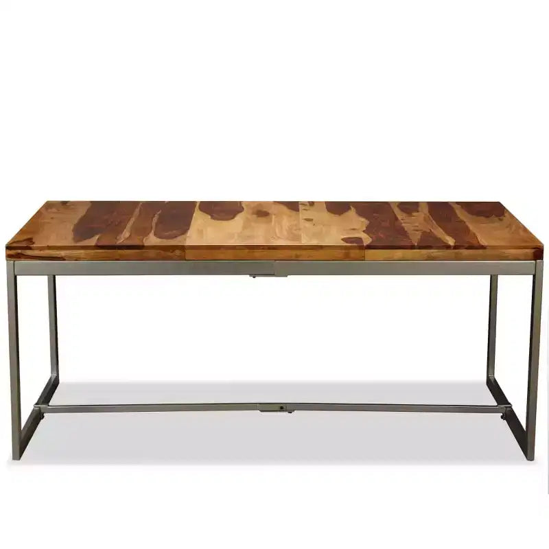 Table à manger en bois d'acacia brun et noir et acier thermolaqué