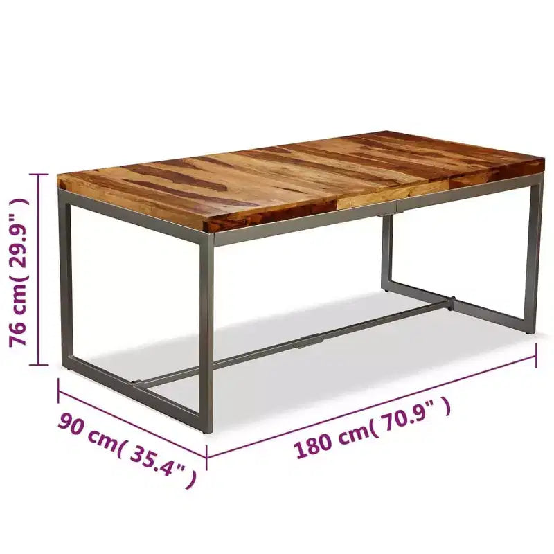Table à manger en bois d'acacia brun et noir et acier thermolaqué