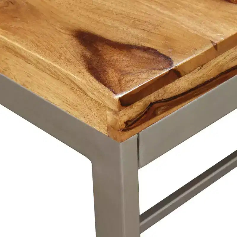 Table à manger en bois d'acacia brun et noir et acier thermolaqué