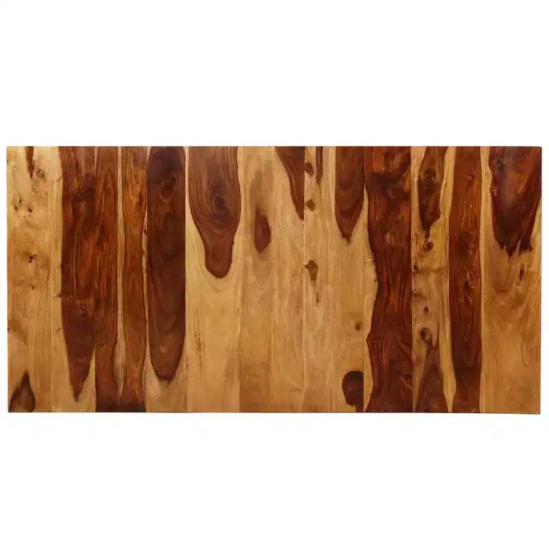 Table à manger en bois d'acacia brun et noir et acier thermolaqué