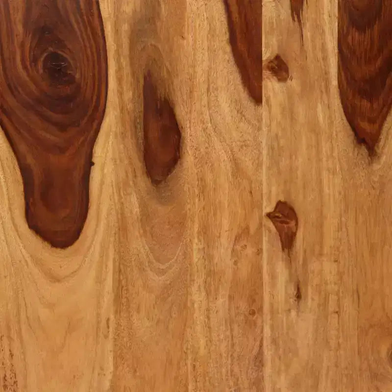 Table à manger en bois d'acacia brun et noir et acier thermolaqué