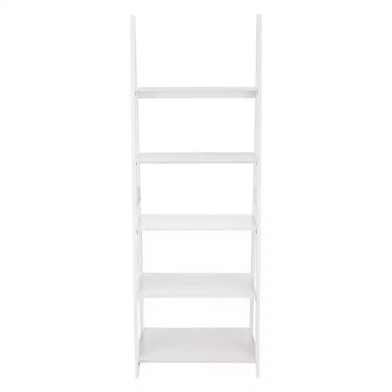 Étagère échelle à 5 niveaux, meuble de rangement en bois pour livres et objets de décoration, pour salon, bureau, usage intérieur, blanc