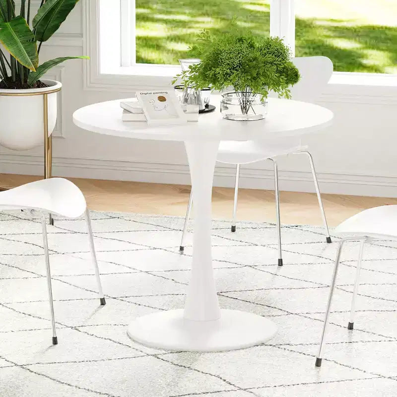 Table de salle à manger tulipe ronde de 80 cm pour 2 à 4 personnes, plateau en bois avec pied central en métal