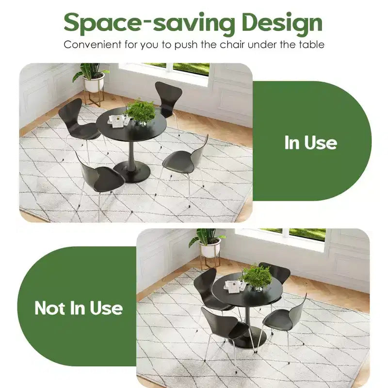 Table de salle à manger tulipe ronde de 80 cm pour 2 à 4 personnes, plateau en bois avec pied central en métal