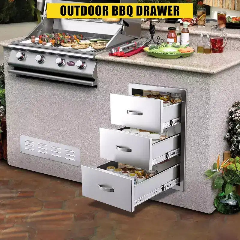 Tiroirs de cuisine extérieure en acier inoxydable pour îlots de barbecue et cuisines extérieures