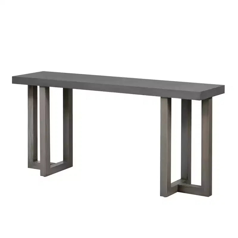 Console minimaliste de 63 pouces avec pieds en bois massif, table d'entrée élégante avec plateau épais, table de couloir pour salon, chambre à coucher