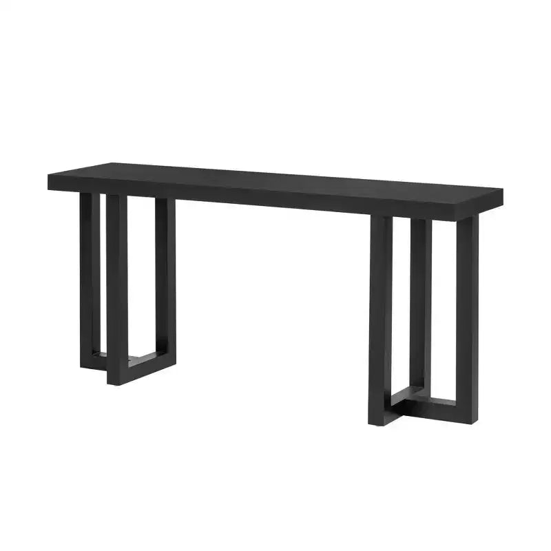 Console minimaliste de 63 pouces avec pieds en bois massif, table d'entrée élégante avec plateau épais, table de couloir pour salon, chambre à coucher