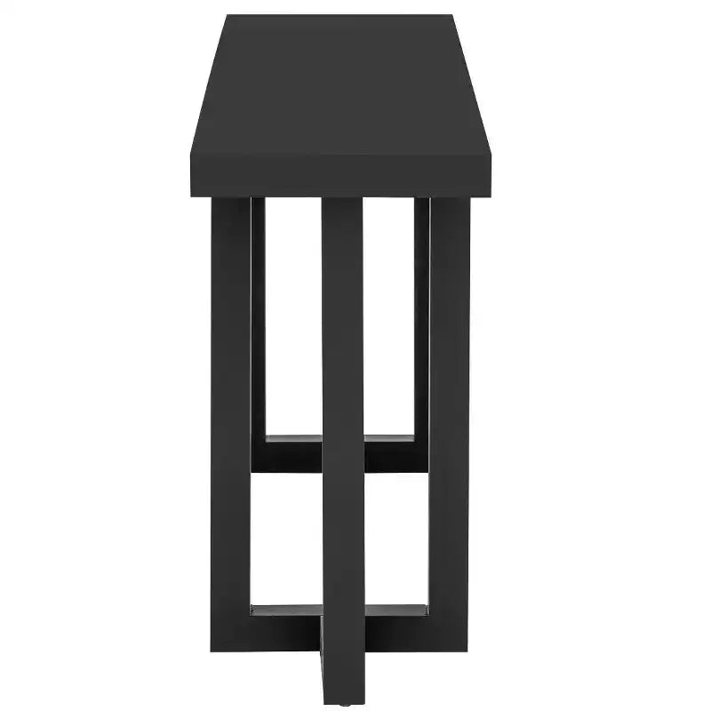 Console minimaliste de 63 pouces avec pieds en bois massif, table d'entrée élégante avec plateau épais, table de couloir pour salon, chambre à coucher