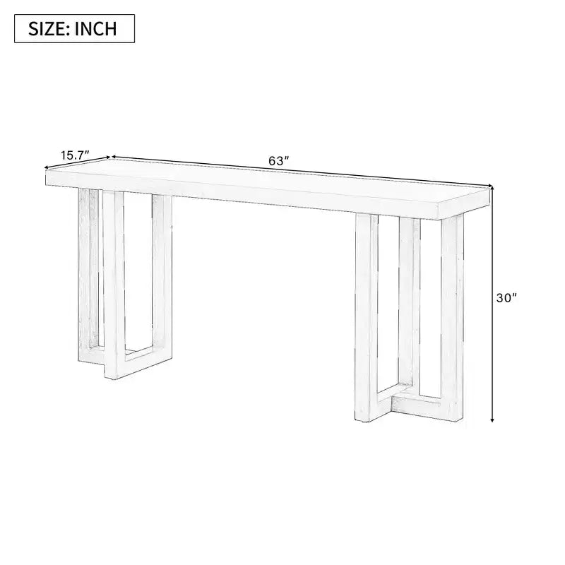 Console minimaliste de 63 pouces avec pieds en bois massif, table d'entrée élégante avec plateau épais, table de couloir pour salon, chambre à coucher