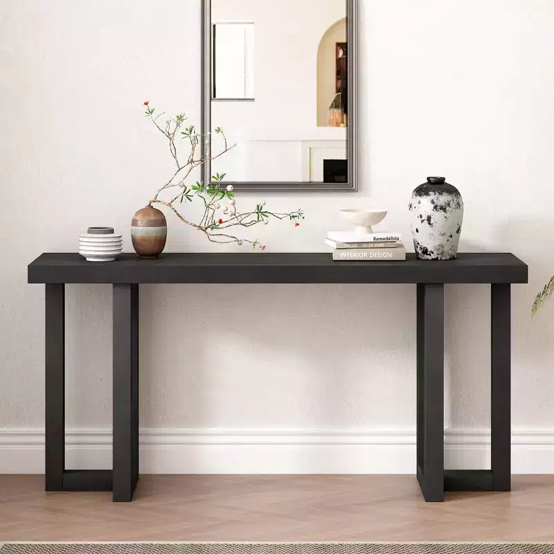 Okak 63IN Minimalism Console Table with Solid Wood Legs, Elegent Entryway Table with Thick Tabletop, Hallway Table for Living Room, Bedroom