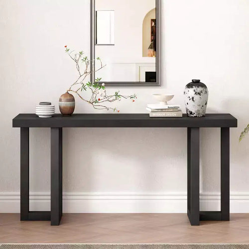 Okak 63IN Minimalism Console Table with Solid Wood Legs, Elegent Entryway Table with Thick Tabletop, Hallway Table for Living Room, Bedroom