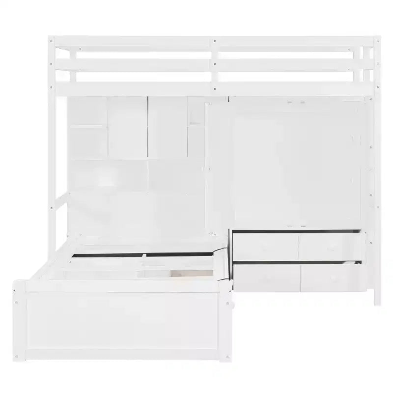 Lit superposé jumeau avec armoire et tiroirs, lit mezzanine avec étagères de rangement et lit hydraulique pour enfants et adultes