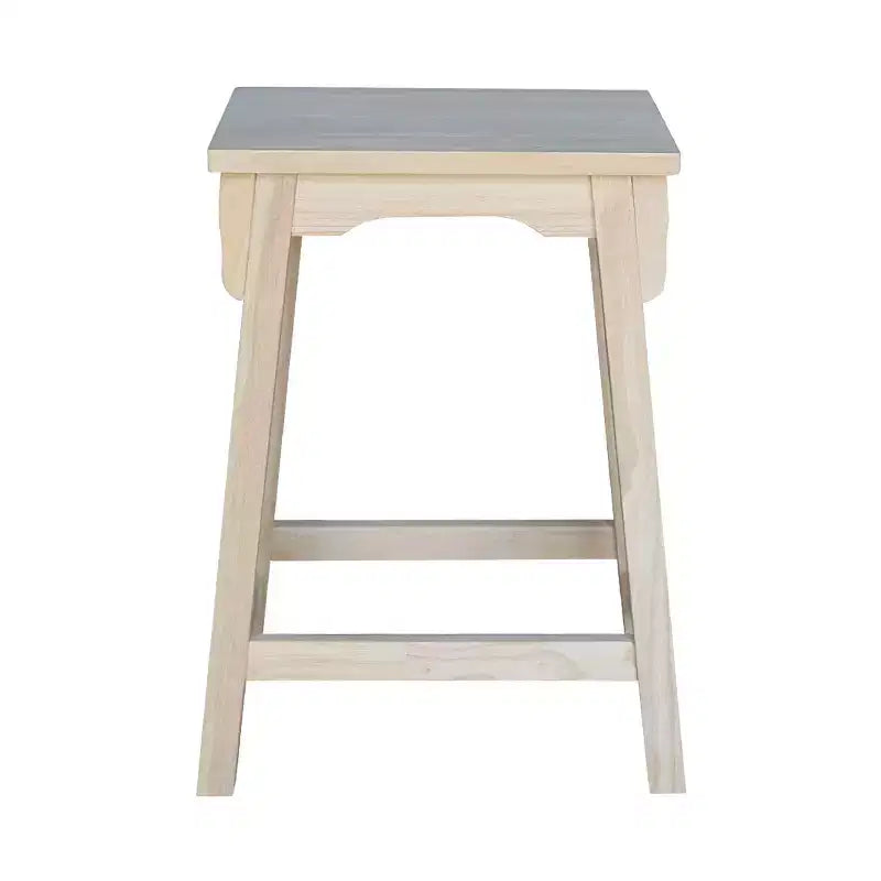 Tabouret de bar 24" Mission hauteur comptoir non fini – Bois d'hévéa massif, siège rectangulaire
