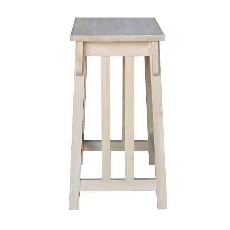 Tabouret de bar 24" Mission hauteur comptoir non fini – Bois d'hévéa massif, siège rectangulaire