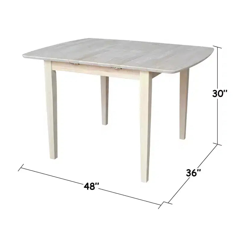 Table à manger extensible 36" avec rabats papillon et pieds de style Shaker, non finie