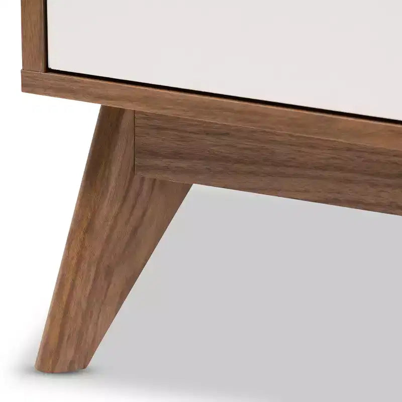 Commode de rangement à 4 tiroirs en bois de style Mid-Century Modern, marron