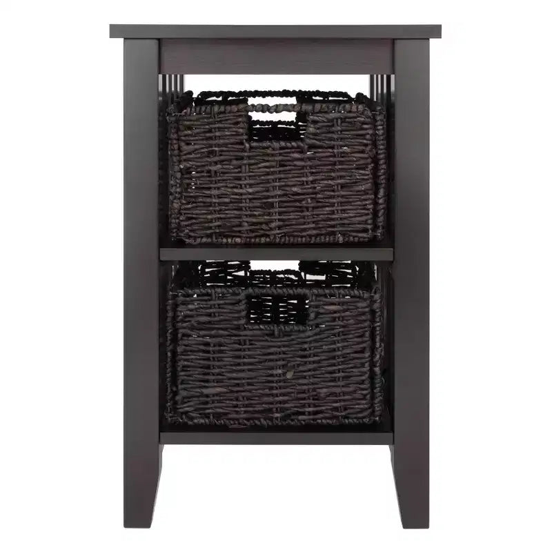 Table d'appoint avec paniers Espresso/Chocolat : Rangement compact, support d'imprimante, design étroit