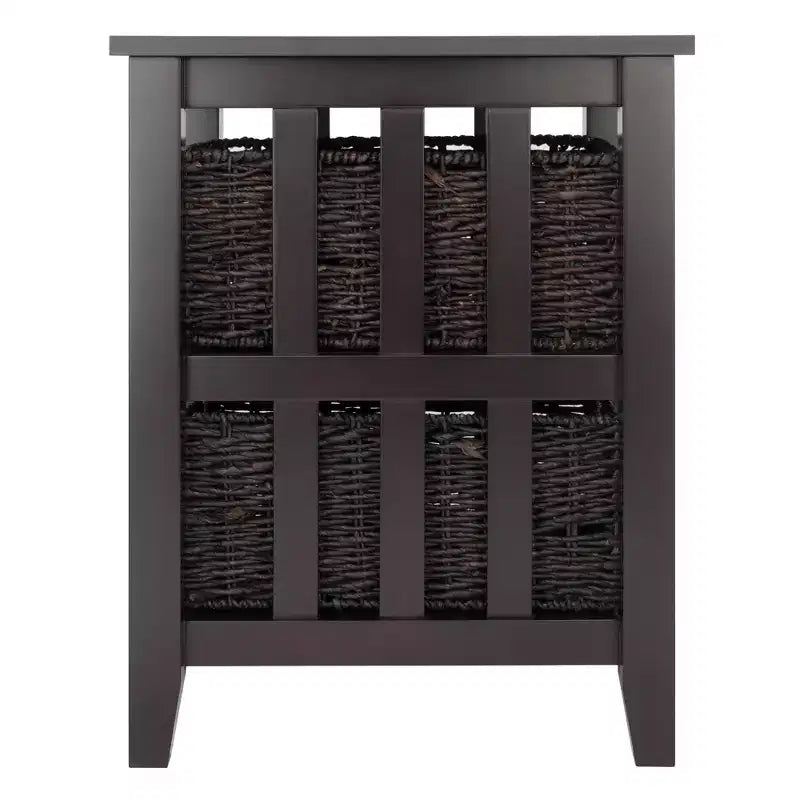 Table d'appoint avec paniers Espresso/Chocolat : Rangement compact, support d'imprimante, design étroit
