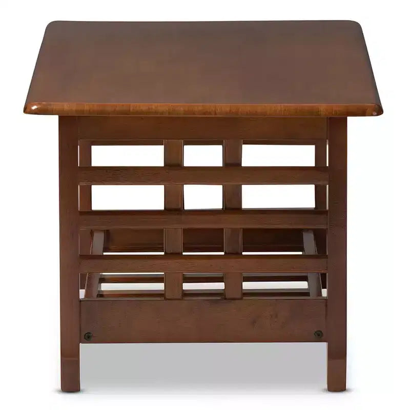 Table basse d'appoint de salon style Mission classique moderne – Brun cerisier