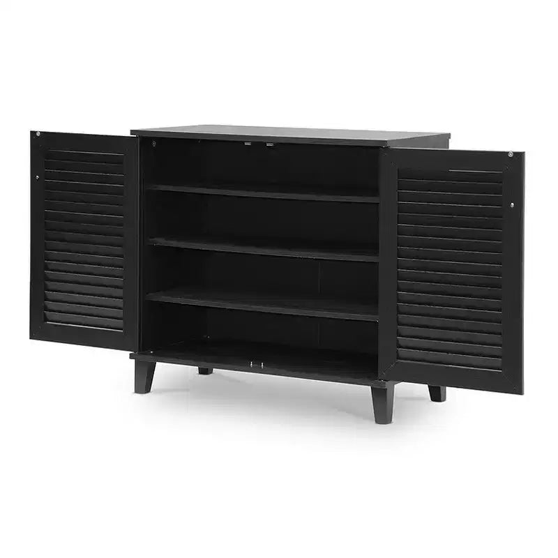 Meuble de rangement pour chaussures Espresso - Bois composite, organisateur autoportant pour 16 paires