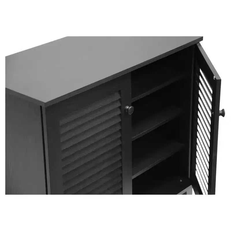 Meuble de rangement pour chaussures Espresso - Bois composite, organisateur autoportant pour 16 paires