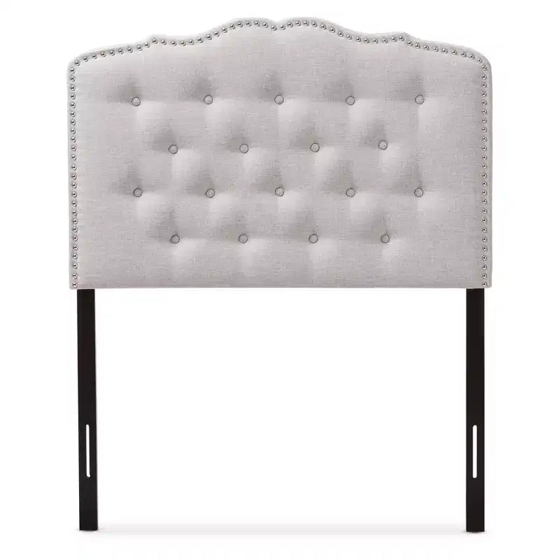Tête de lit moderne contemporaine en tissu rembourré beige grisâtre