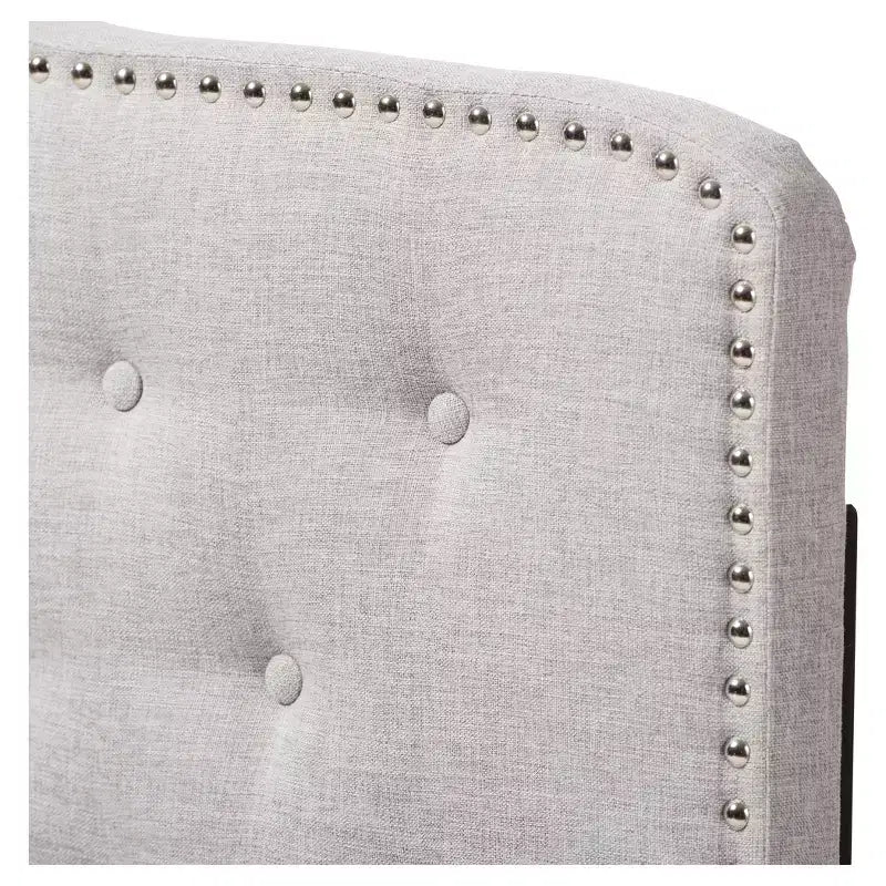 Tête de lit moderne contemporaine en tissu rembourré beige grisâtre