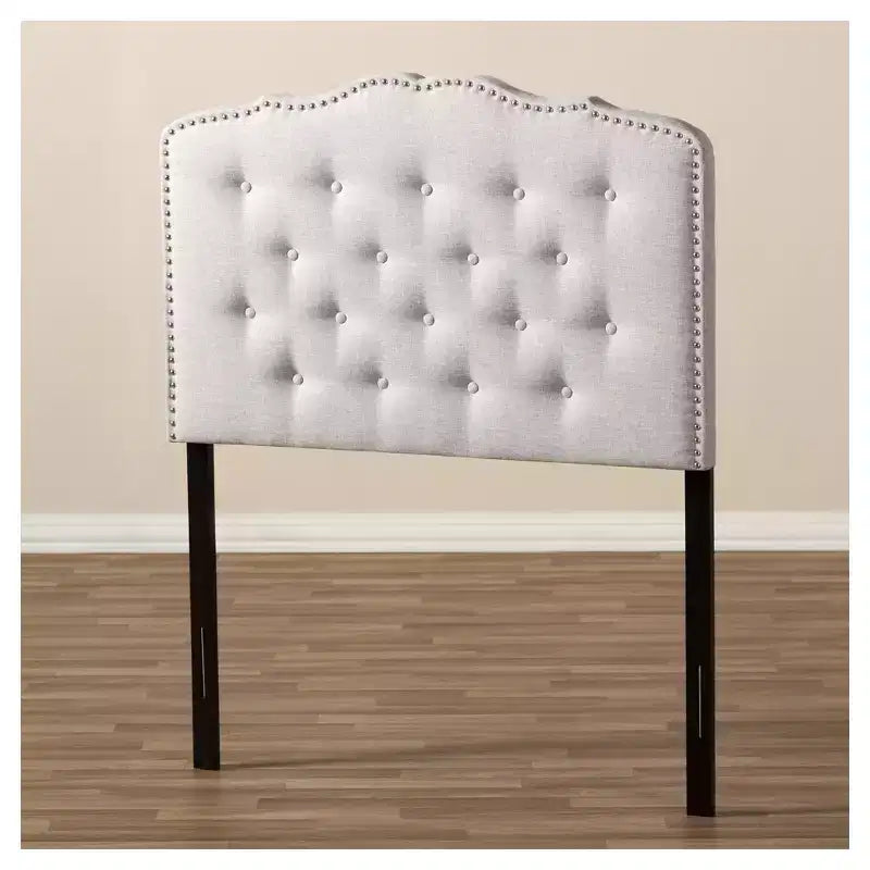 Tête de lit moderne contemporaine en tissu rembourré beige grisâtre