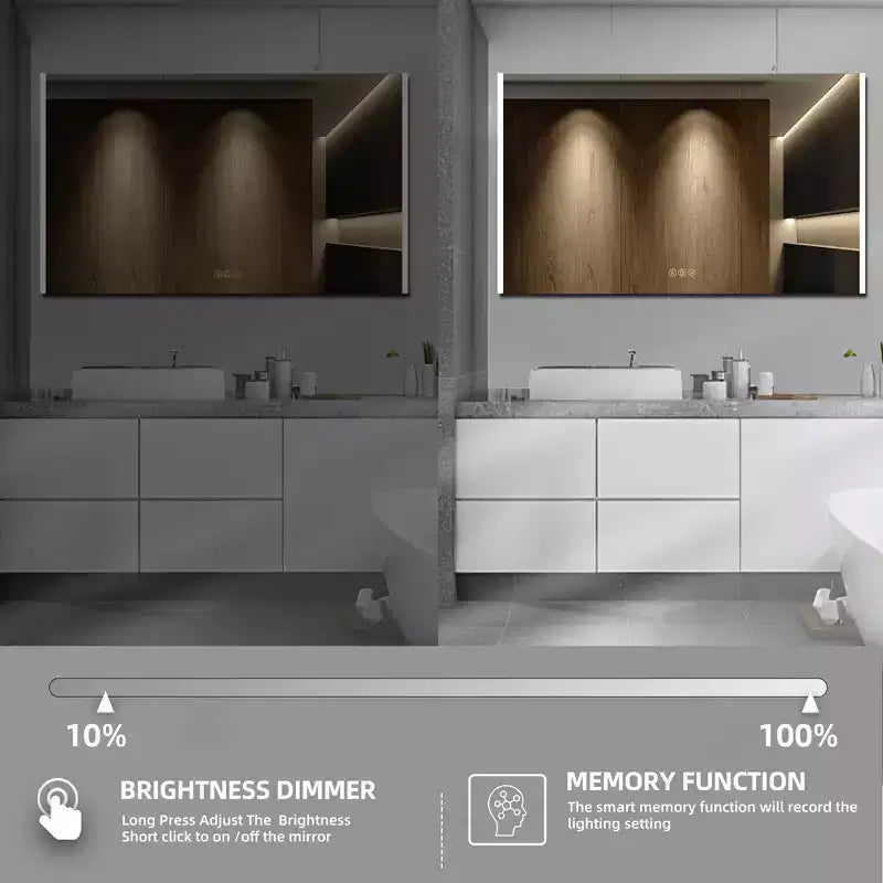 Armoire à pharmacie à LED avec miroirs et lumières, armoire de salle de bain encastrable/murale, 3 modes d'éclairage, intensité variable, anti-buée, prise de courant, argent
